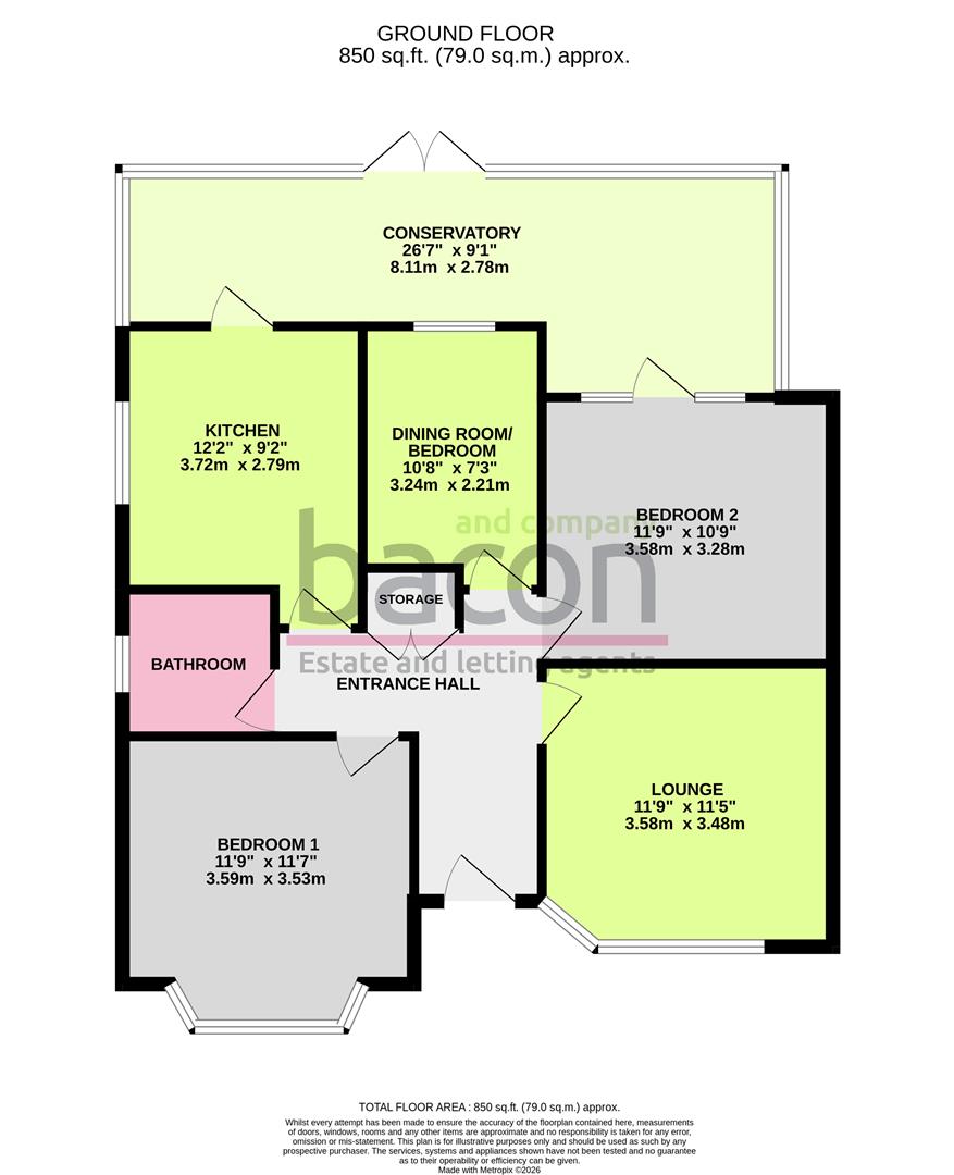 Floor Plan | Bungalow - Semi Detached | The Triangle, Western Road, Lancing, BN15 | For Sale